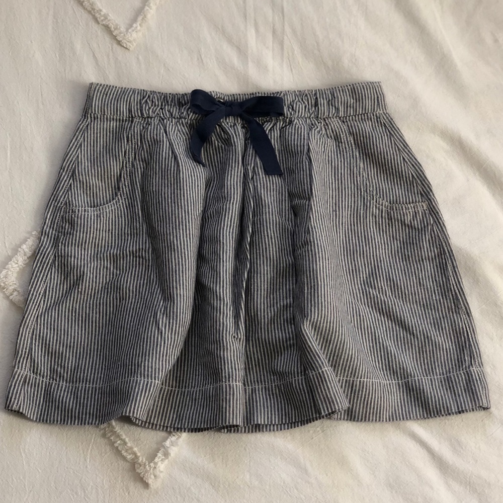 J. Crew Blue and white stripe pull-on linen skirt XS - Picture 2 of 8